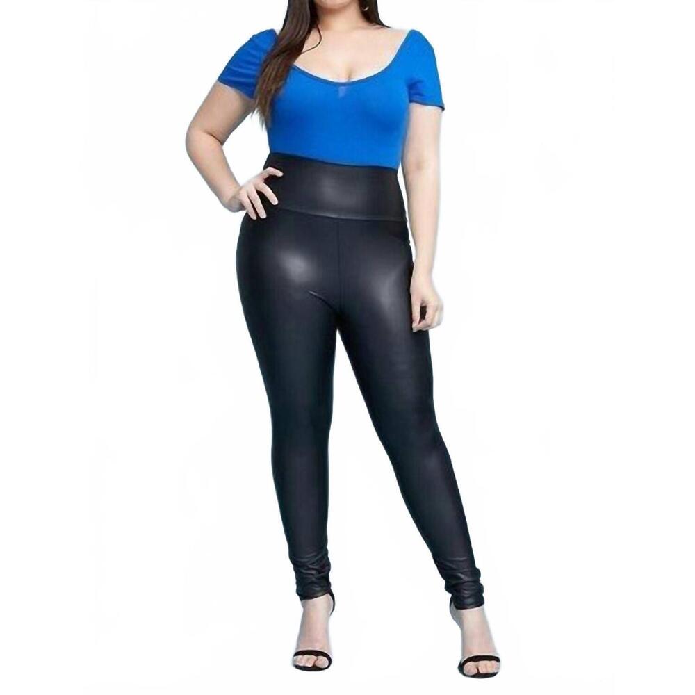 NEW BLACK PEARL CLOTHING farrah faux leather leggings - plus in black